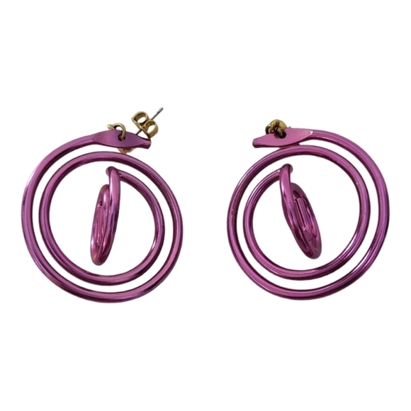 Metallic Vintage 90s Spiral Earrings  Purple - Picture 3 of 3
